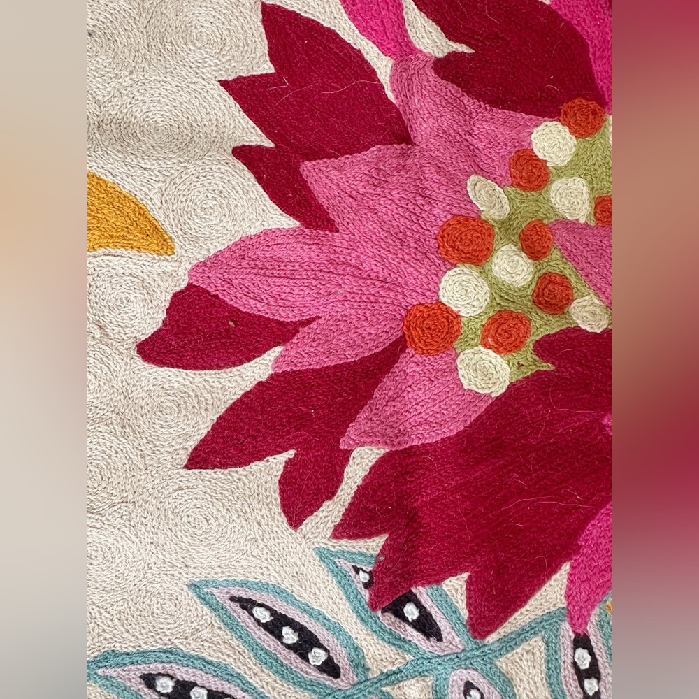 Wool Chain Stitch Rug 3' x 5' - Picture 2 of 4